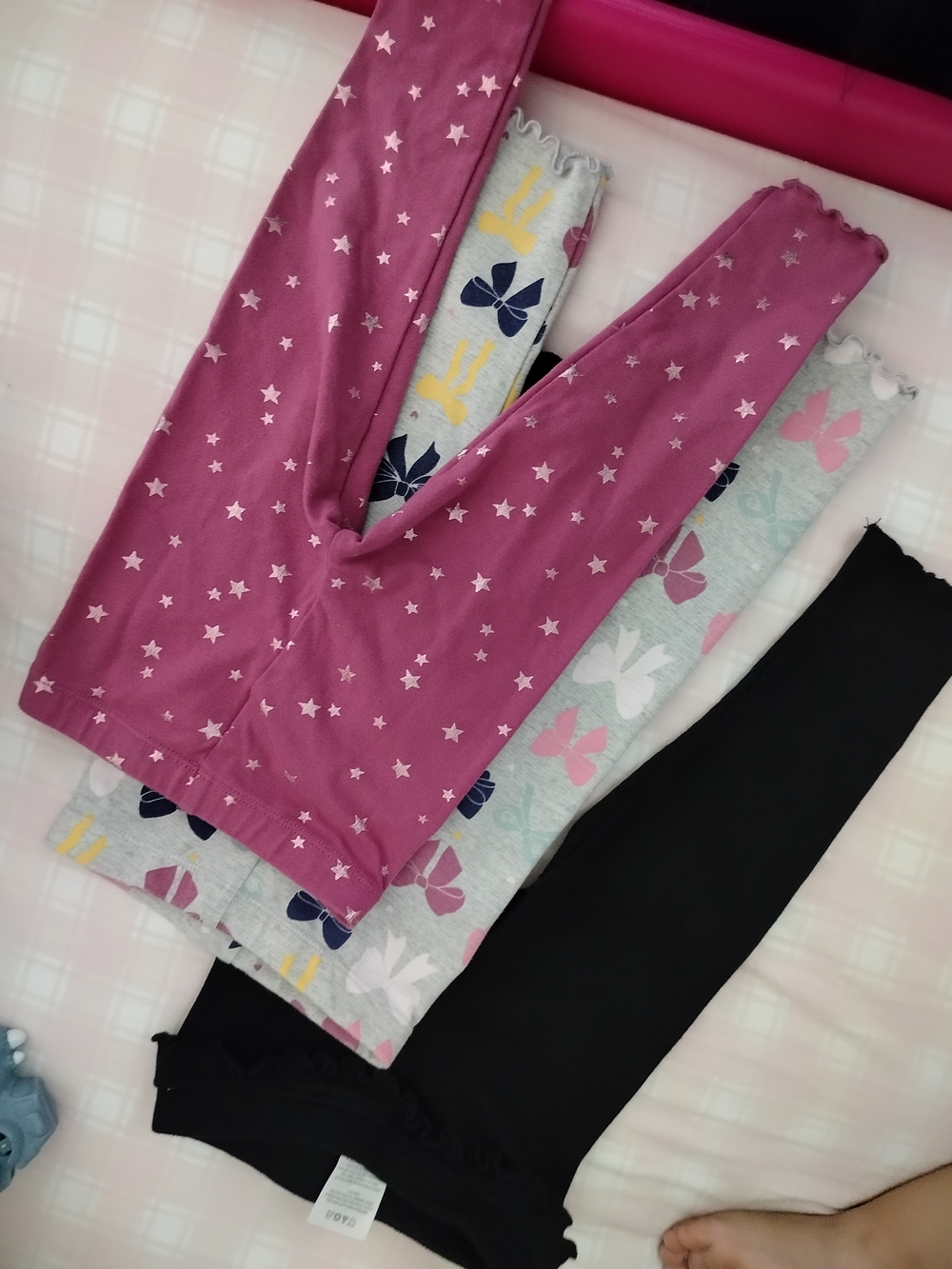 Girls' Pink Star Print Leggings - Pack of 3